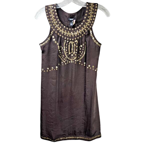 Alfani Dresses & Skirts - Alfani Shift Dress Size 2 Brown Metal Embellishments Lined Sleeveless